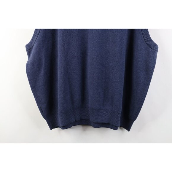 Vintage 90s Streetwear Mens 2XL Faded Blank Thermal Knit V-Neck Sweater Vest - Picture 11 of 11